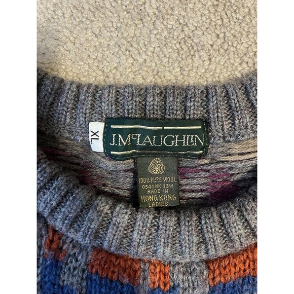 Vintage J McLaughlin Sweater Womens XL 90’s Art Colorful Wool Hand Knit Oversize - Picture 5 of 7